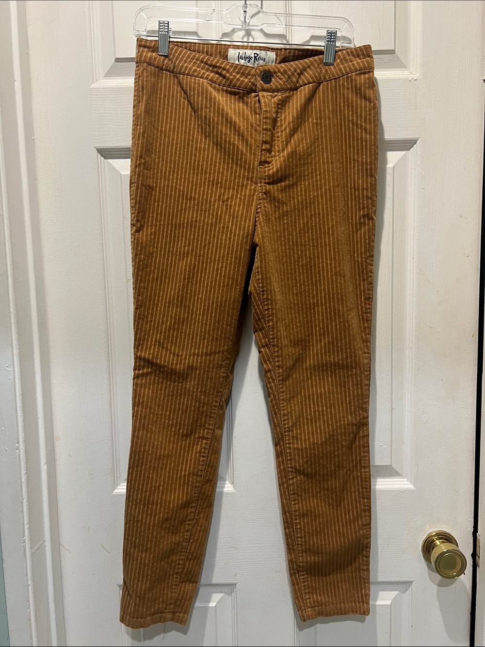 Indigo Rein Women's Skinny Corduroy Pants in Caramel Brown